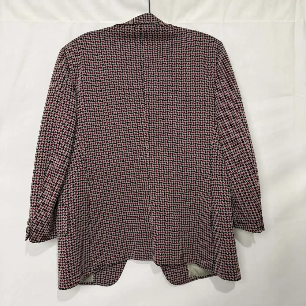 Vintage 70s Curlee Men Houndstooth Blazer Sport Coat Suit Jacket No Size
